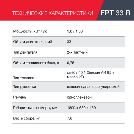 FUBAG Бензиновый триммер FPT 33R + Триммерная леска сечение витой квадрат L 130 м * 2.4 мм в ПОДАРОК в Уфе фото