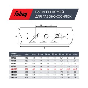 Нож для аккумуляторных газонокосилок FUBAG 38 см в Уфе фото